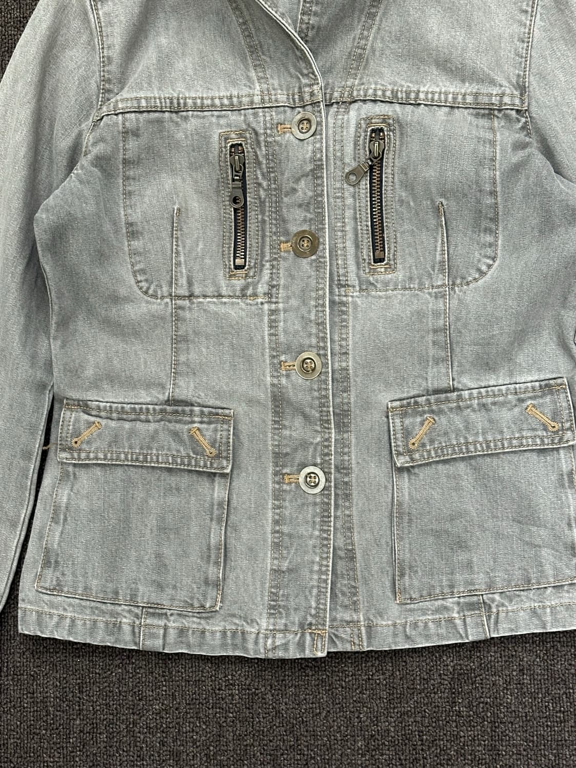 L)콤사이즘 빈티지 여성 워시드 데님 워크자켓 상품이미지2