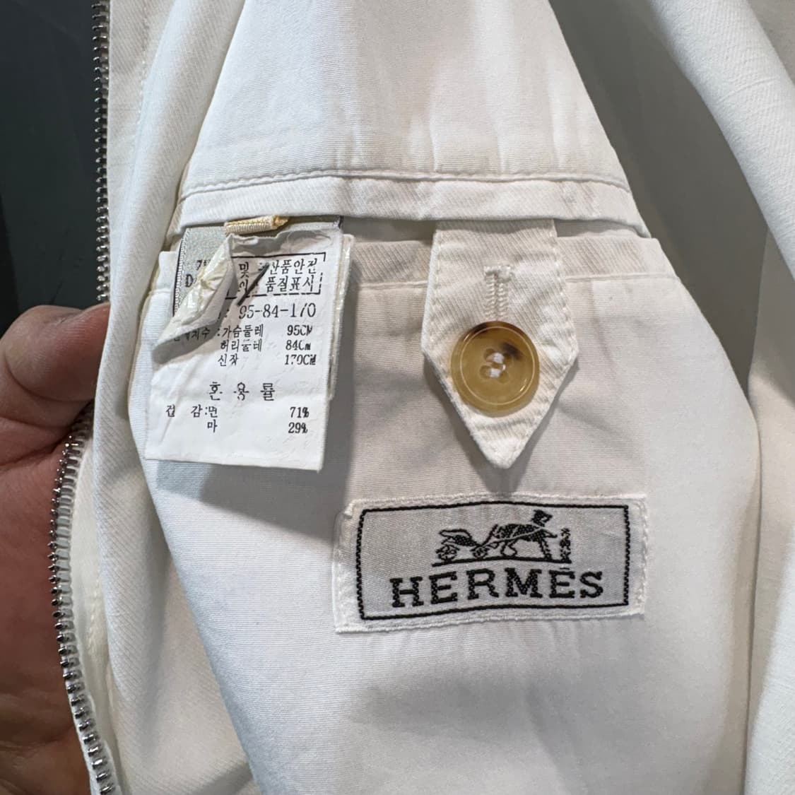 [48] HERMES 에르메스 화이트 면 자켓 상품이미지7