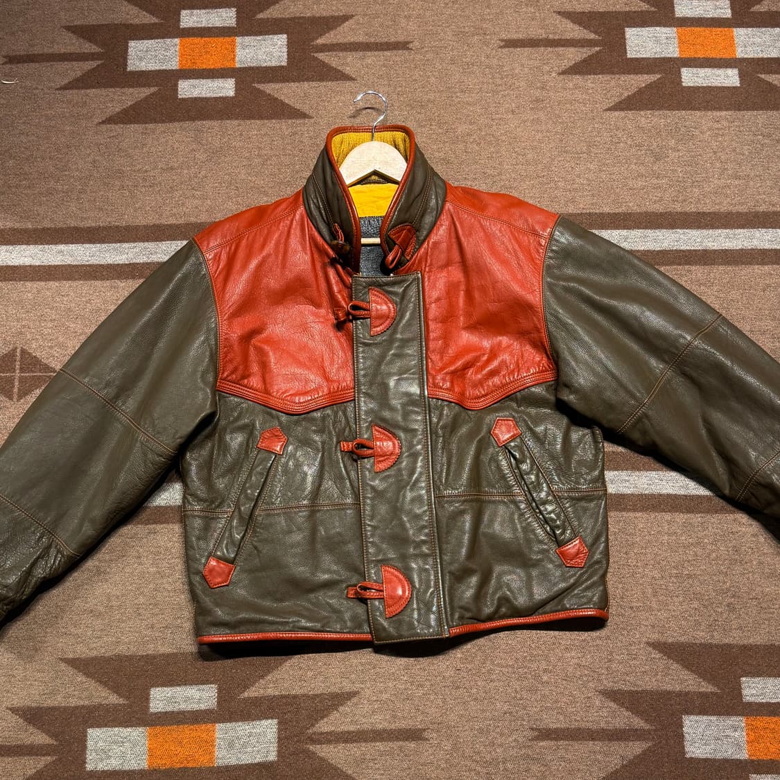 90s 이태리 파이어맨 카우레더 숏 자켓 L 소가죽 상품이미지1