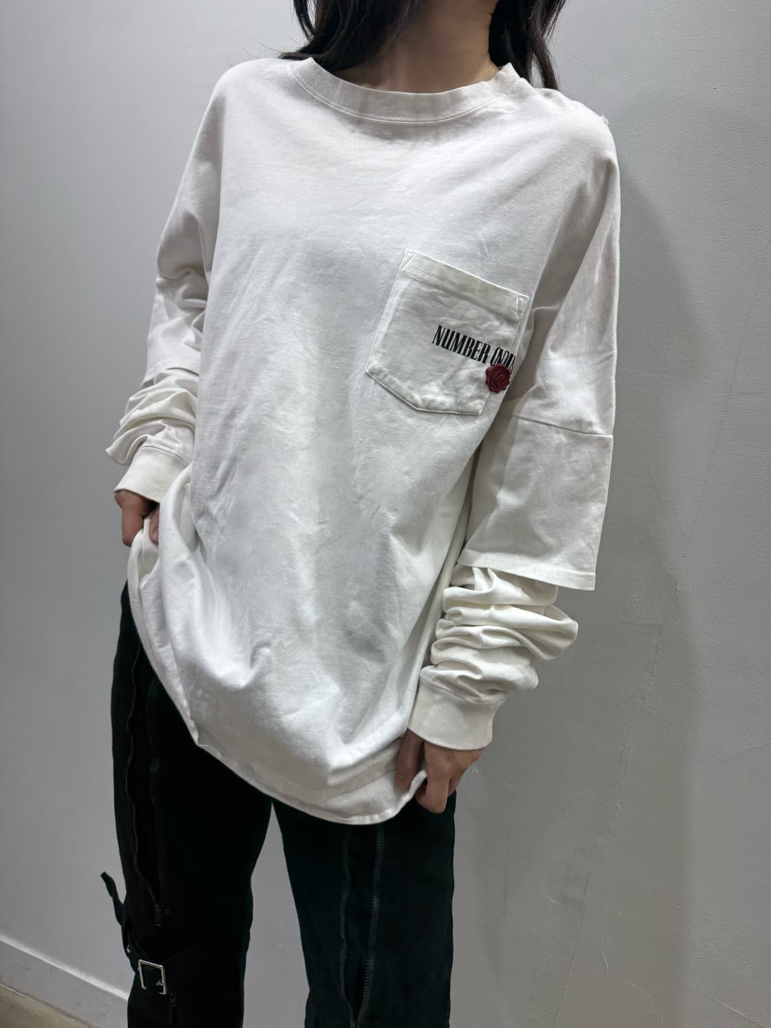 넘버나인 레이어드 로고 롱 슬리브 상품이미지1