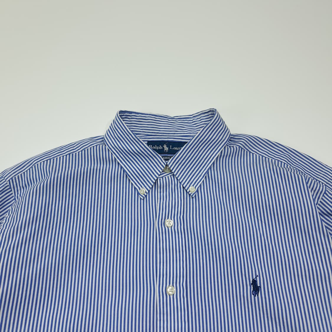 CL965 XL 폴로 90s 홍콩판 클래식핏 블루 스트라이프 셔츠 남방 상품이미지2
