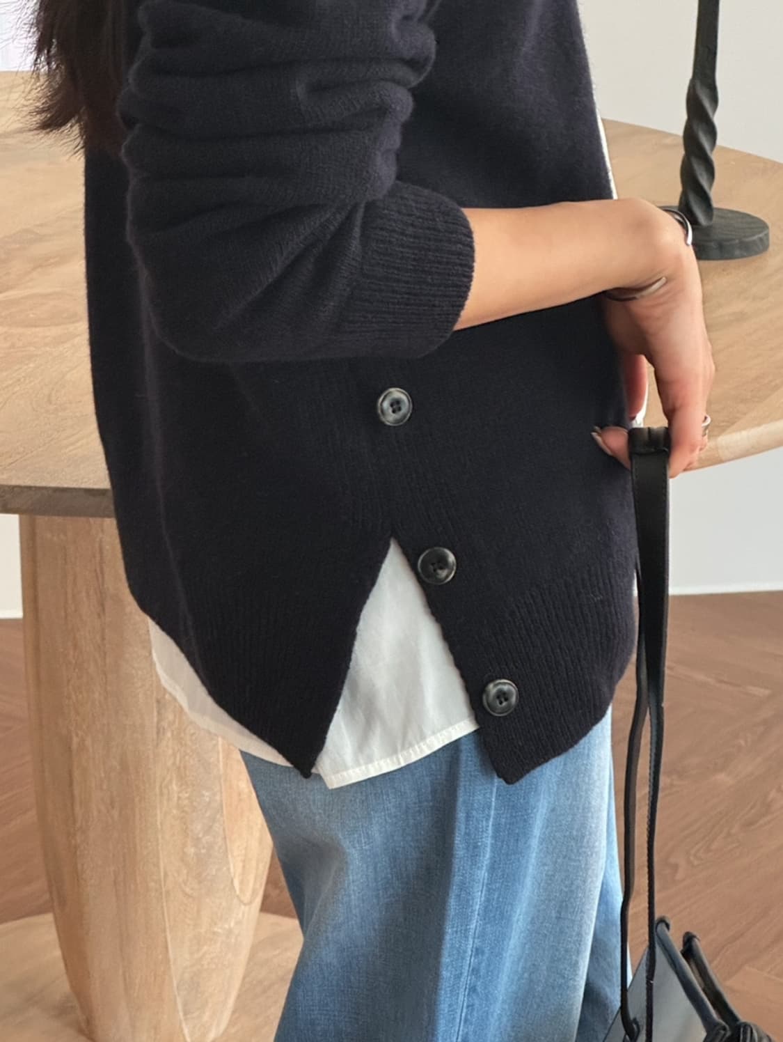 5KP 에페 보트 사이드버튼 니트 네이비 새제품 상품이미지4