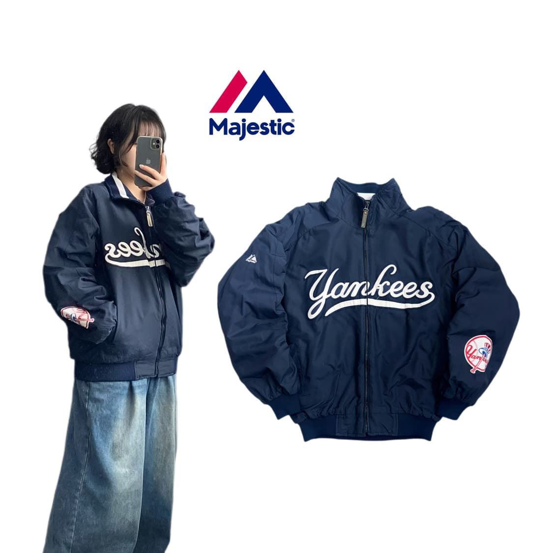 *오왼실착* 마제스틱 양키스 베이스볼 올드스쿨 점퍼 자켓 상품이미지1