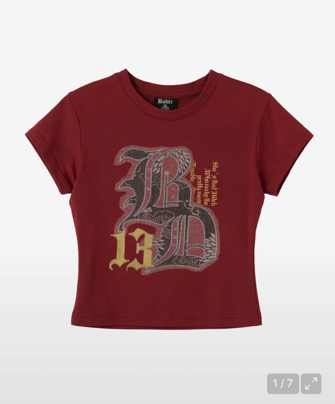 배디 old english printing crop top 배드블러드 상품이미지1