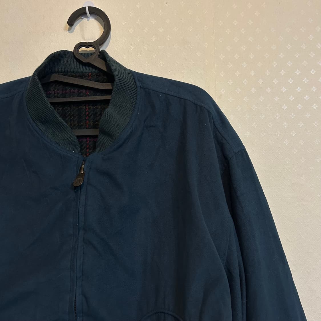런던포그 리버시블 스웨이드 울 체크 블루종 자켓 점퍼 100 L  상품이미지6