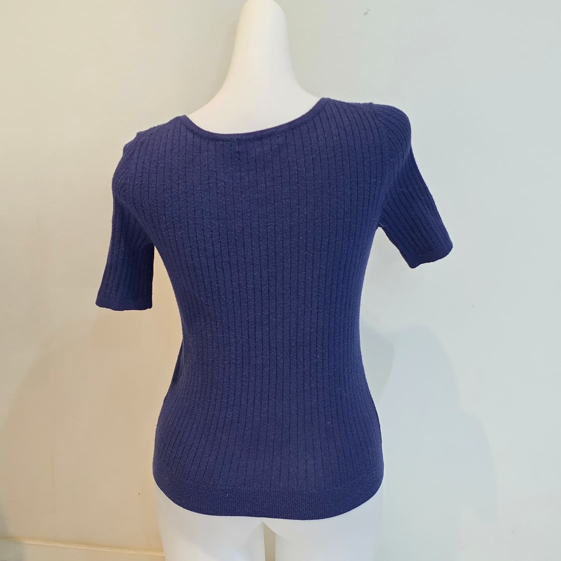 네이비 진주큐빅 스나계 모리걸st 골지니트블라우스 상품이미지3