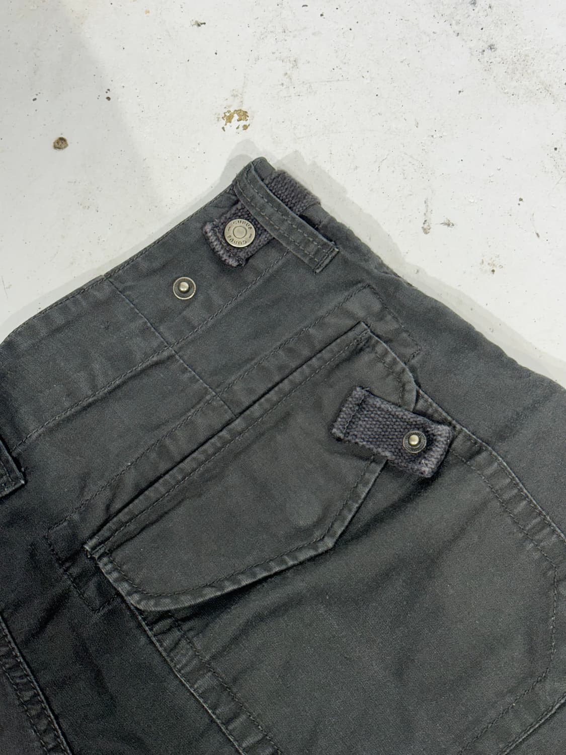 일본 빈티지 차콜 와이드 허리 스트랩 카고 데님 팬츠 건빵 바지  상품이미지6