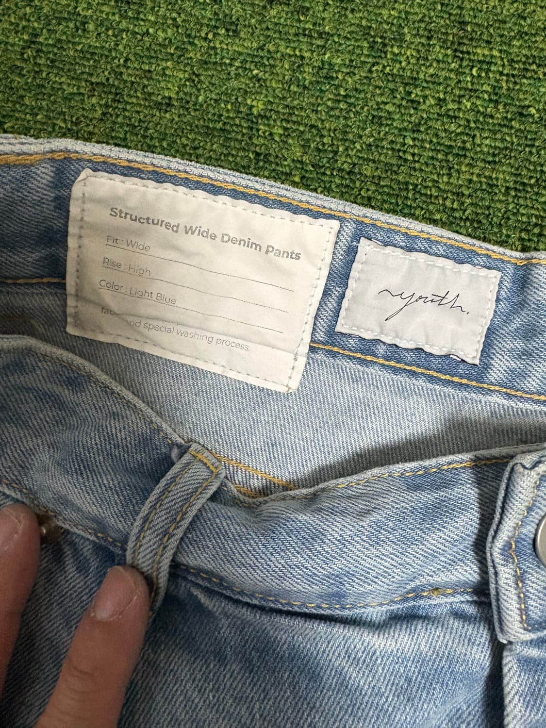 유스 와이드 투턱 데님 팬츠 상품이미지5