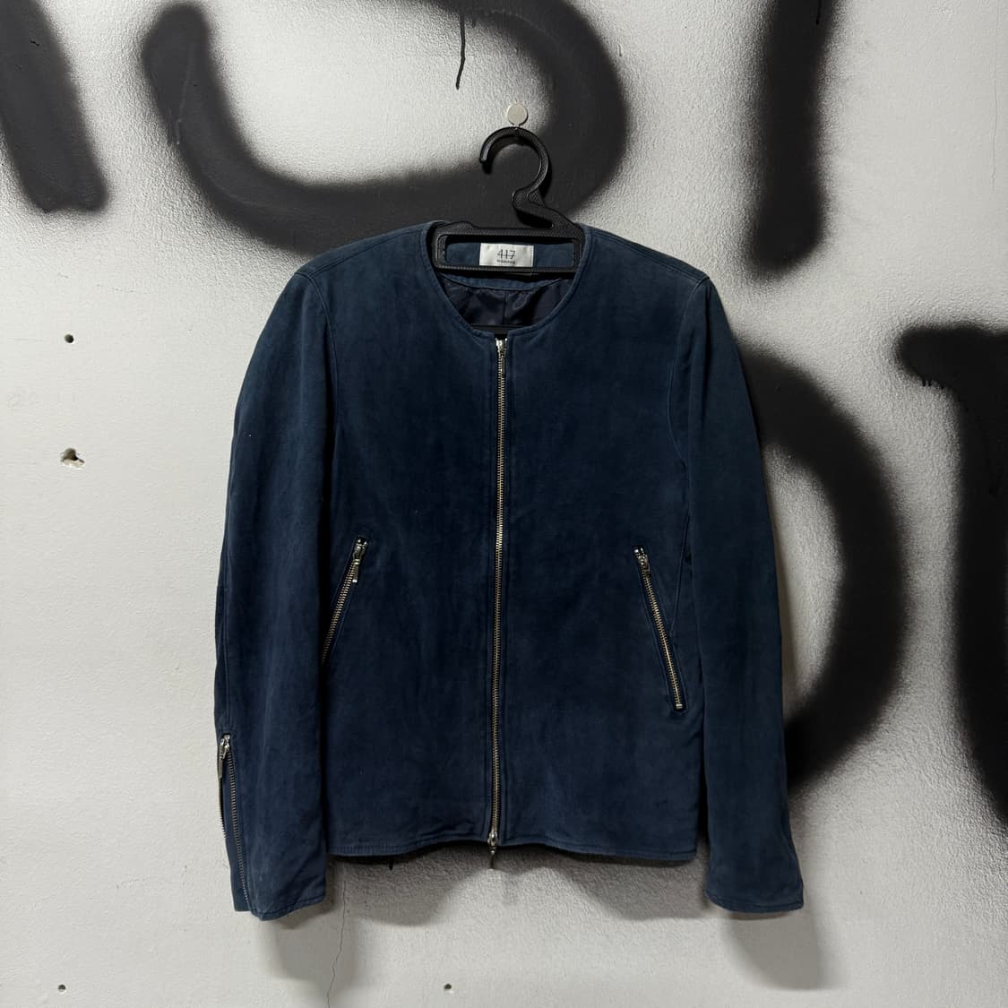 VTG 빈티지 염소 가죽 스웨이드 오픈카라 집업 자켓 상품이미지1