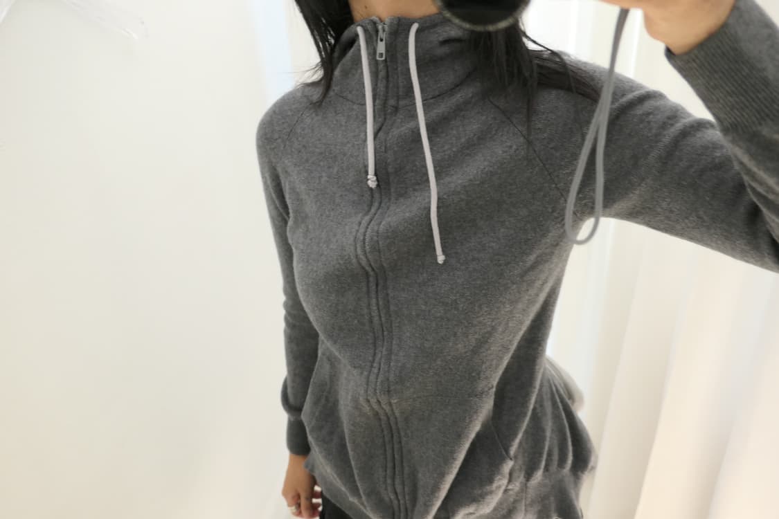 Back frill knit hood zip-up 상품이미지9