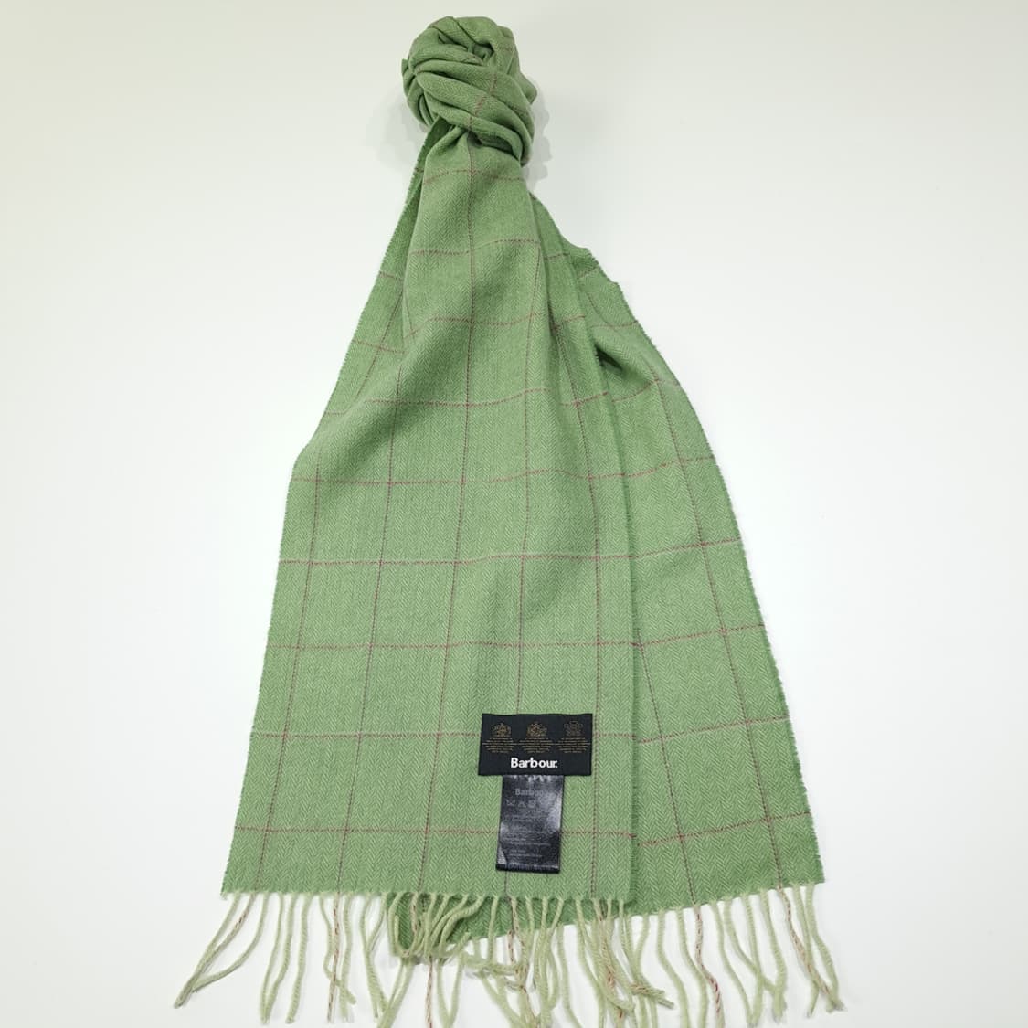 MX602 바버 90s 램스울 헤링본체크 그린 머플러 목도리 상품이미지2