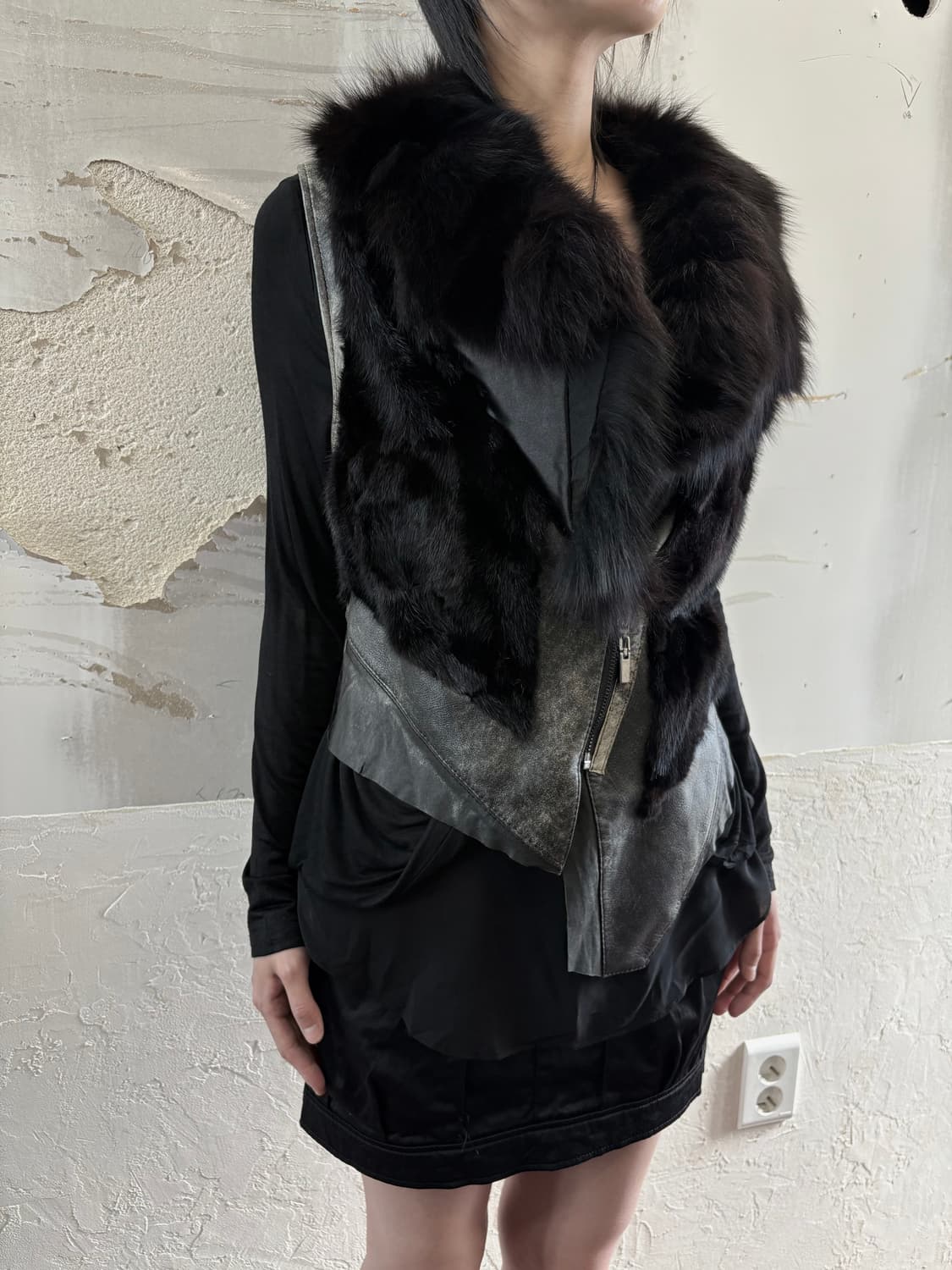 fox fur sheepskin vest 상품이미지1