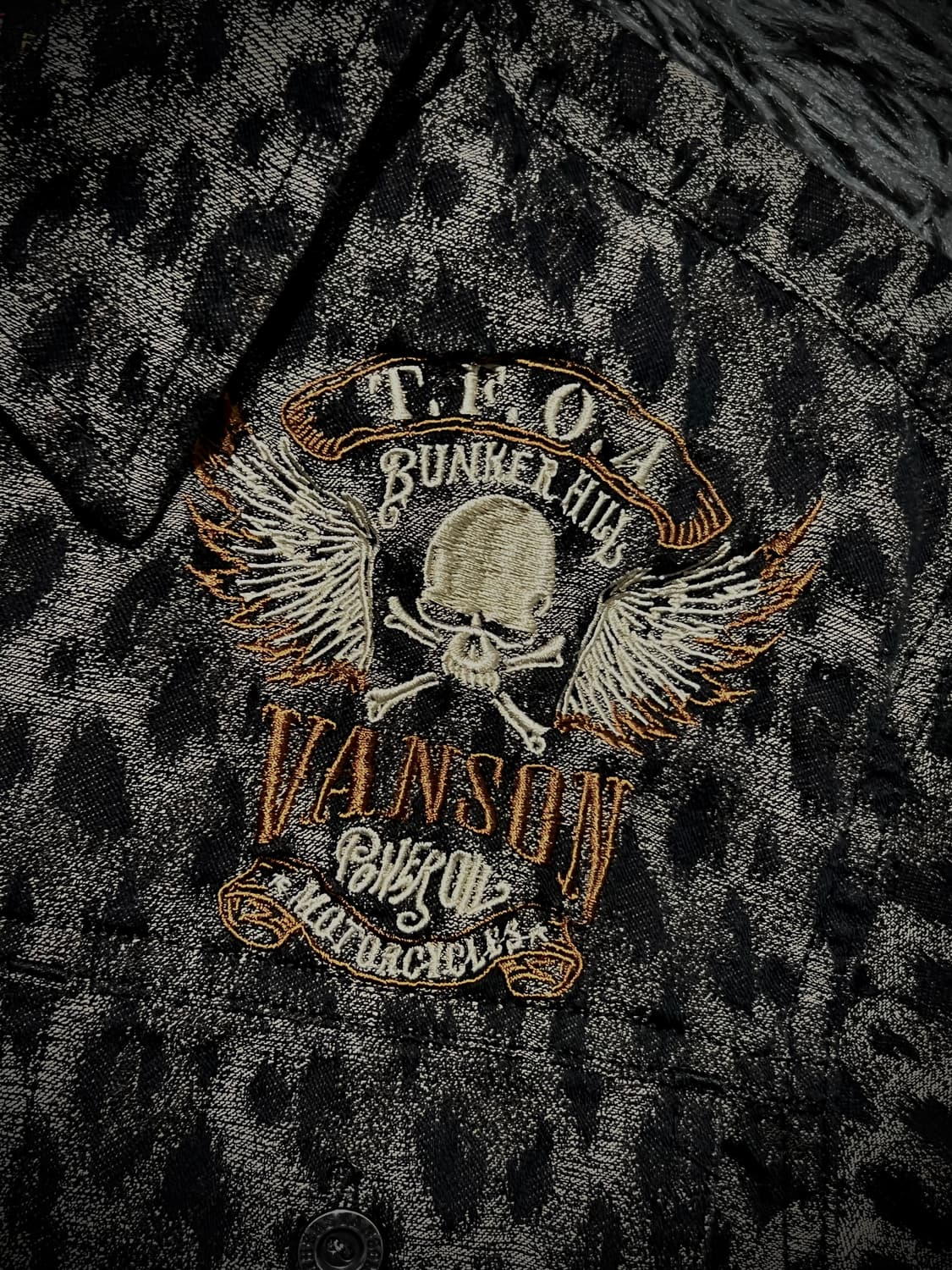 Vanson 레오파드 스컬자수 반팔 셔츠  상품이미지6