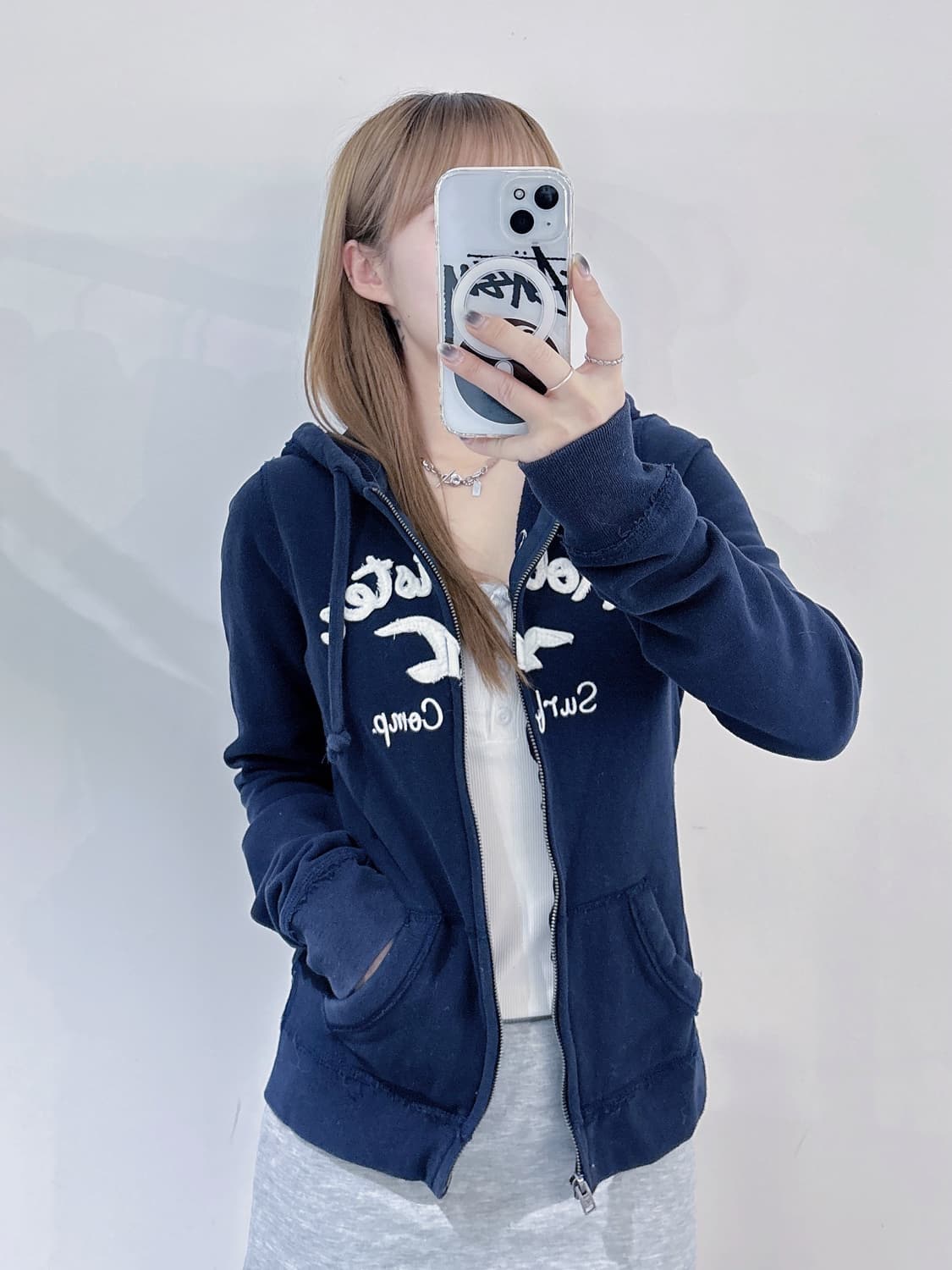 홀리스터 네이비 빅로고 후드집업 상품이미지2