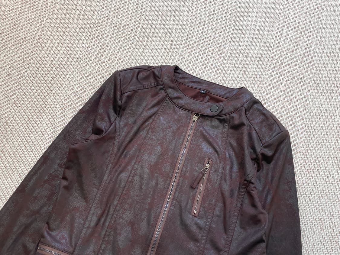 빈티지 크랙가공 브라운 집업 자켓 y2k goa  J04213 상품이미지6