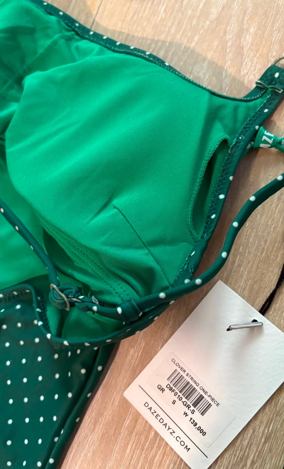 (새상품)Dazedayz 그린 도트무늬 스트링 원피스 수영복 S 상품이미지3