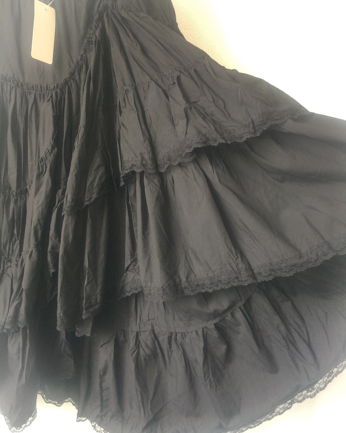 Lace trimming layer unbalanced long skir 상품이미지4