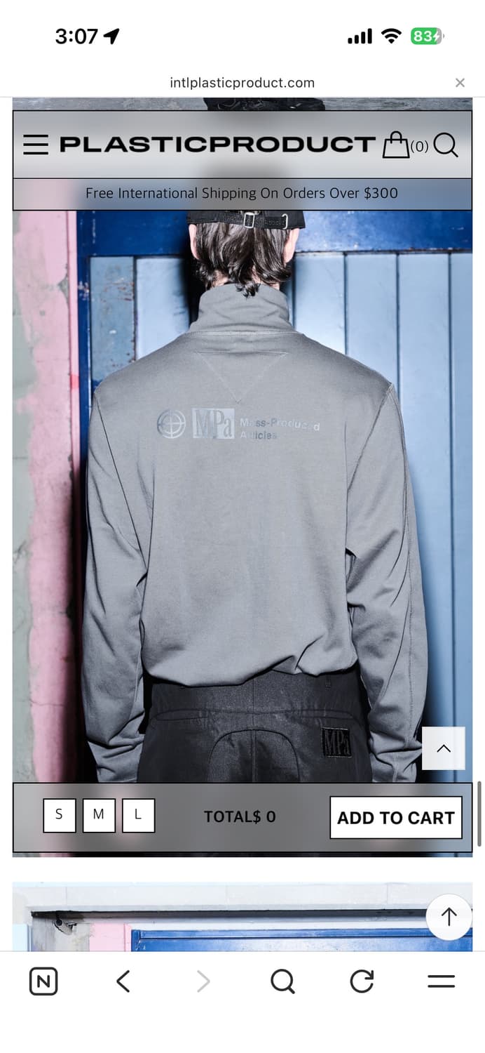 플라스틱 프로덕트 half zip-up 차콜 새상품 m  상품이미지1