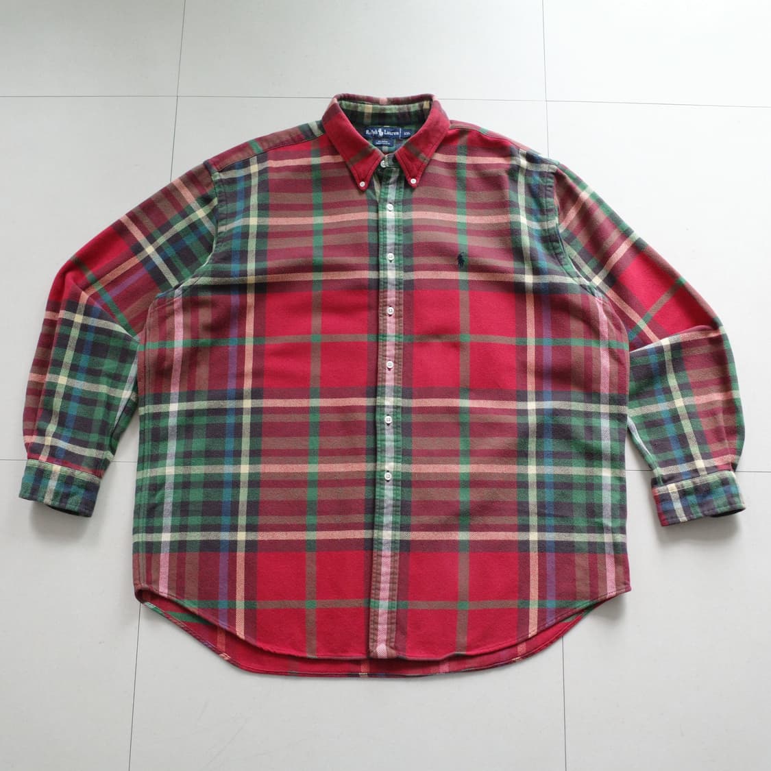 90s 폴로 랄프로렌 블레어 체크 해비 코튼 플라넬 XXL 상품이미지1
