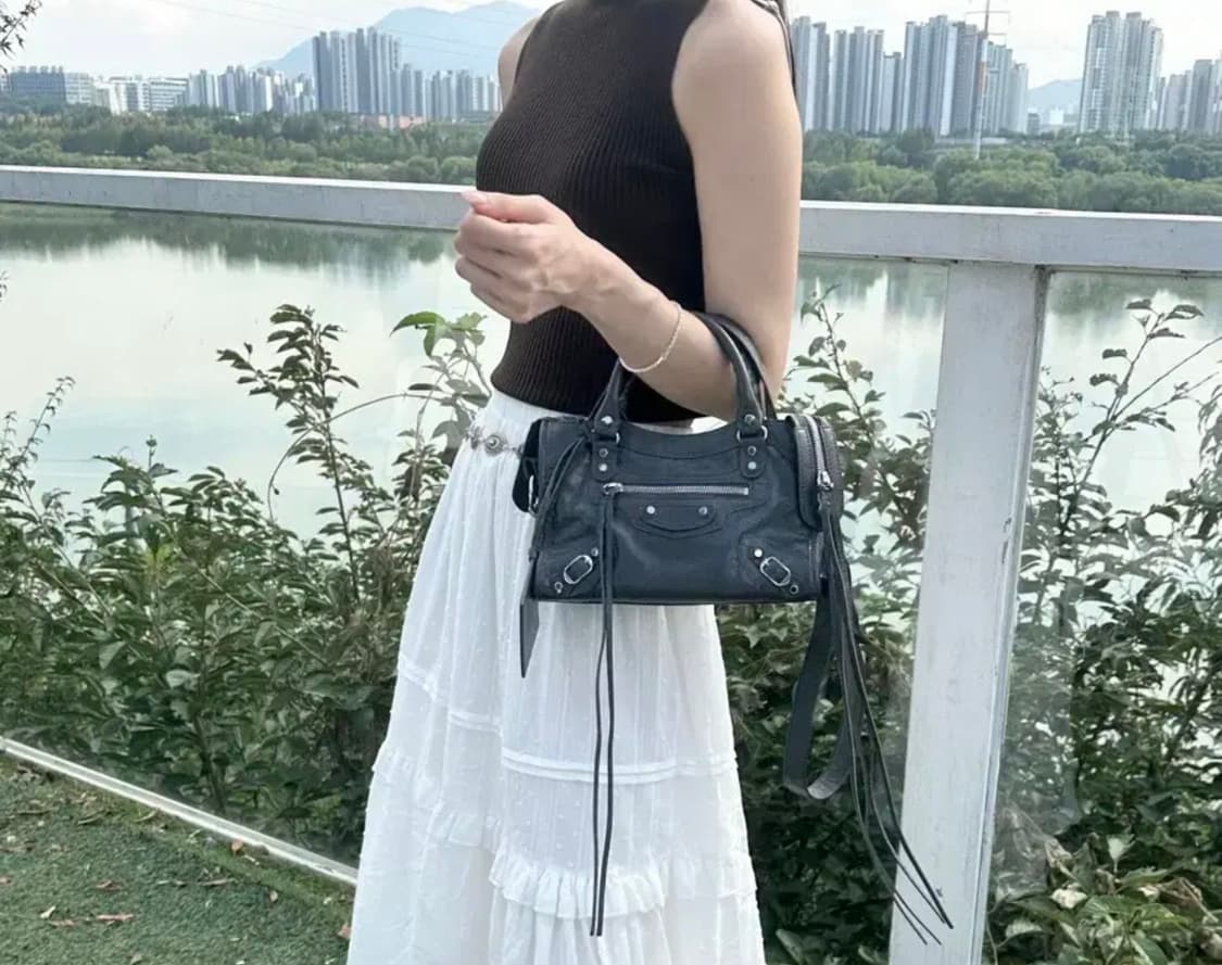 발렌시아가 시티 모터백 미니 다크그레이,은장 상품이미지6