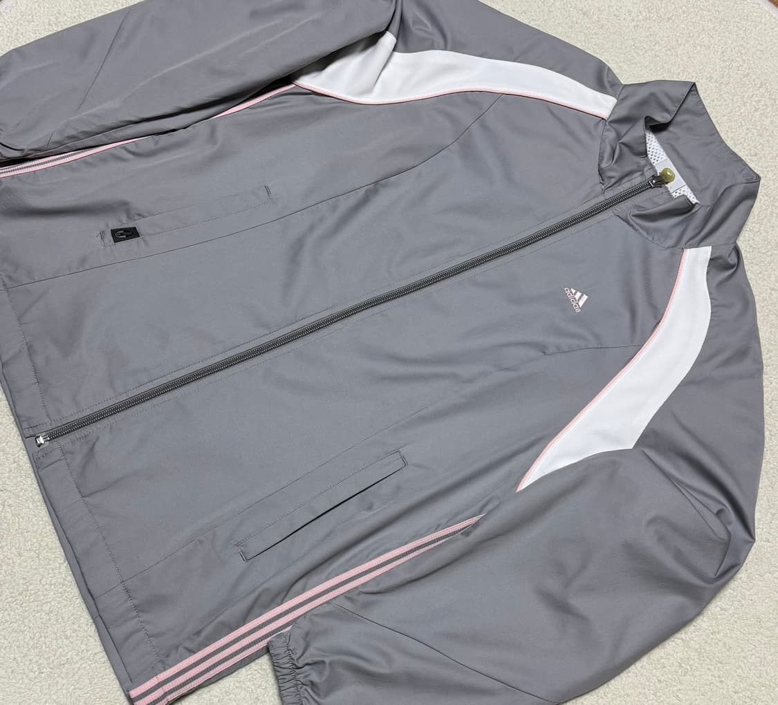 아디다스 그레이 핑크 사이드 3선 바람막이 상품이미지3