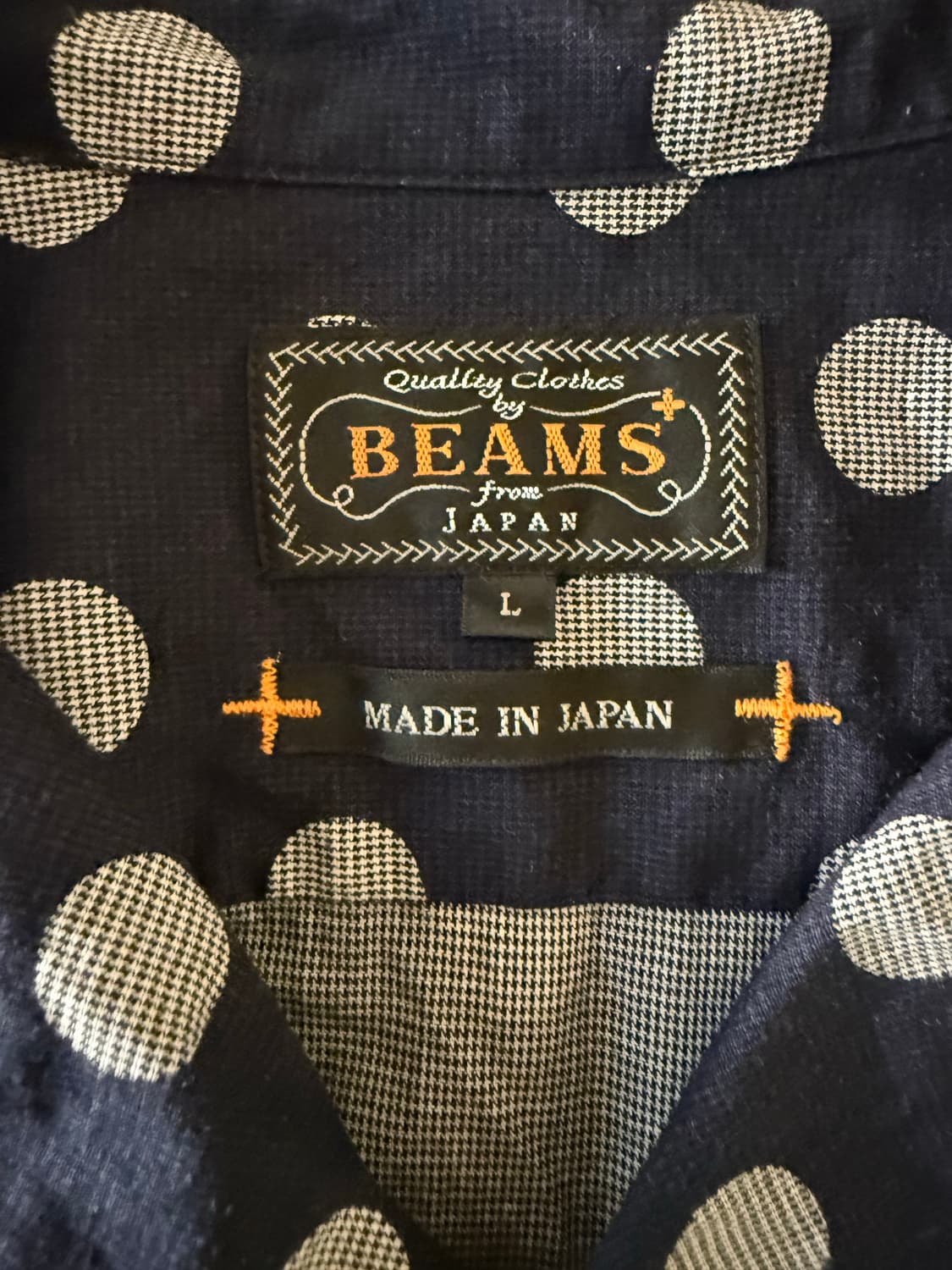 BEAMS+ 일본제 도트 오픈카라 셔츠 L 상품이미지2