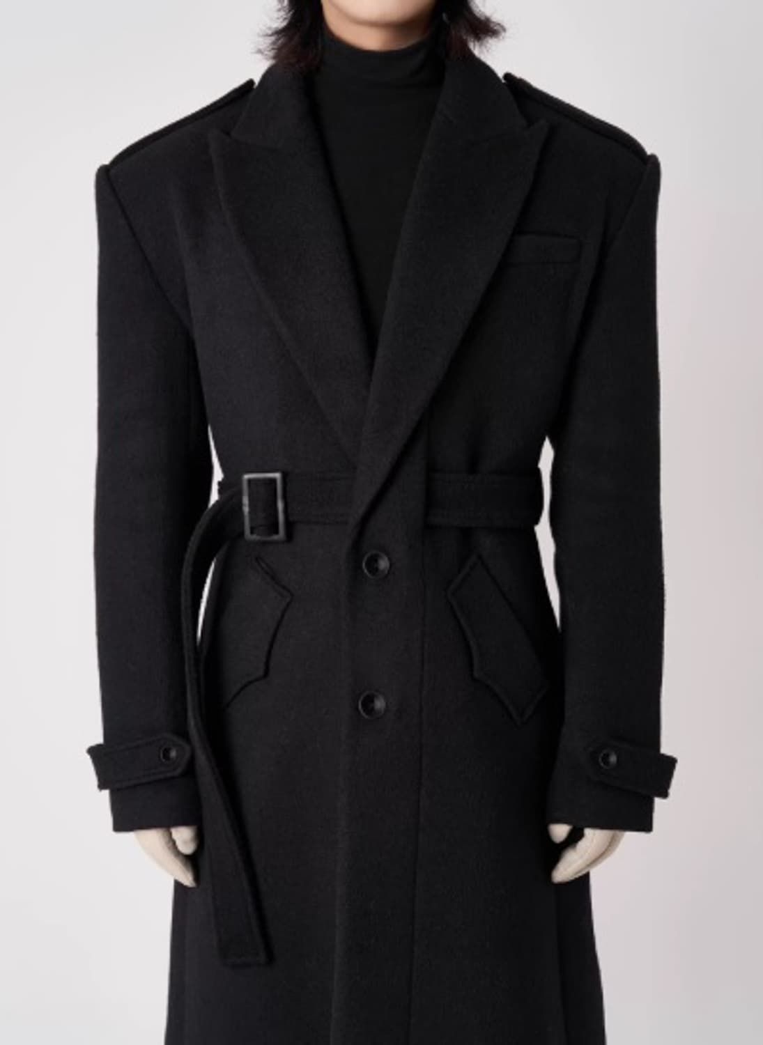 발리톤 / 패딩 숄더 버클 울 코트 / L ( 105) 상품이미지8