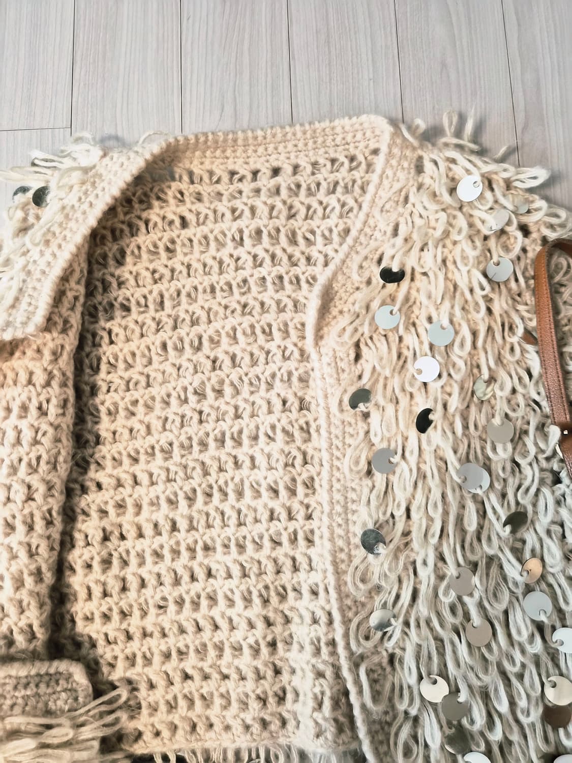 보헤미안 무드 루프 니트 시퀸 가디건 상품이미지5