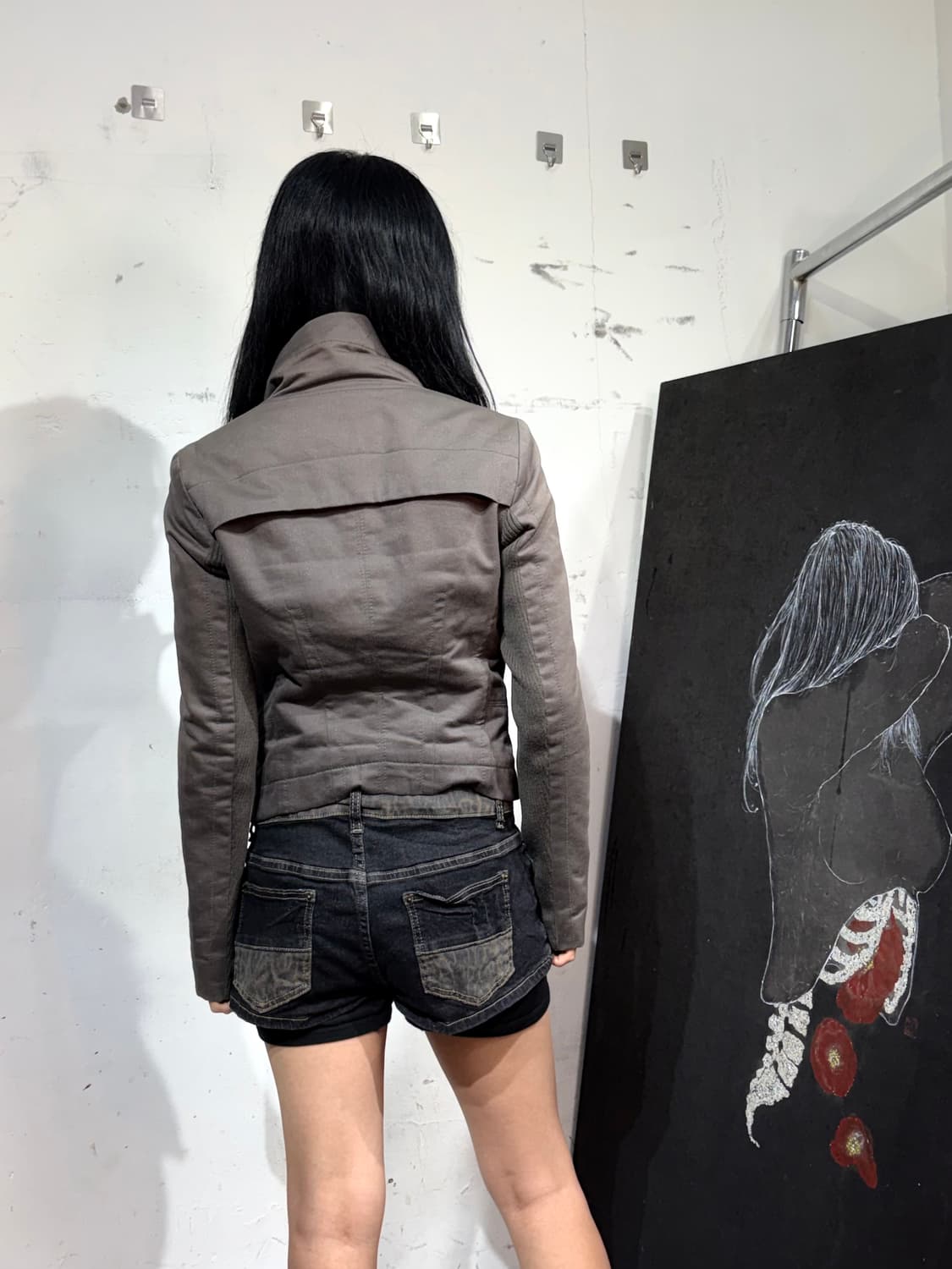 시스템 하이넥 카라 락시크 고딕 크롭 자켓 상품이미지5