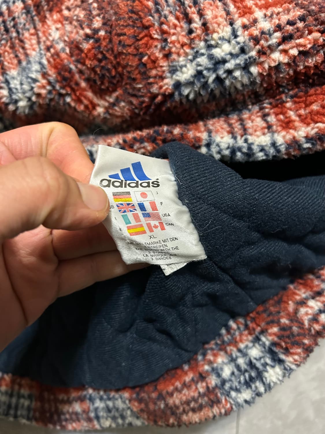 00s  아디다스  올드스쿨  쉐르파  빈티지 멀티체크패턴  풀집업  자 상품이미지4