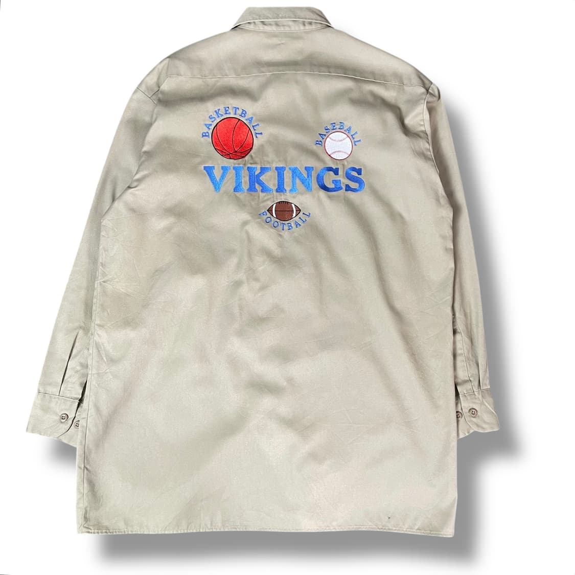 디키즈 미네소바 바이킹스로고 베이지 워크셔츠 L 상품이미지2