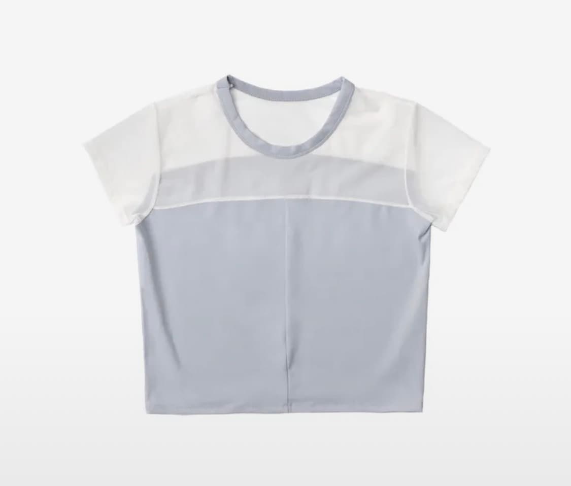 오호스 Half Sheer Jersey T / Grey 상품이미지4