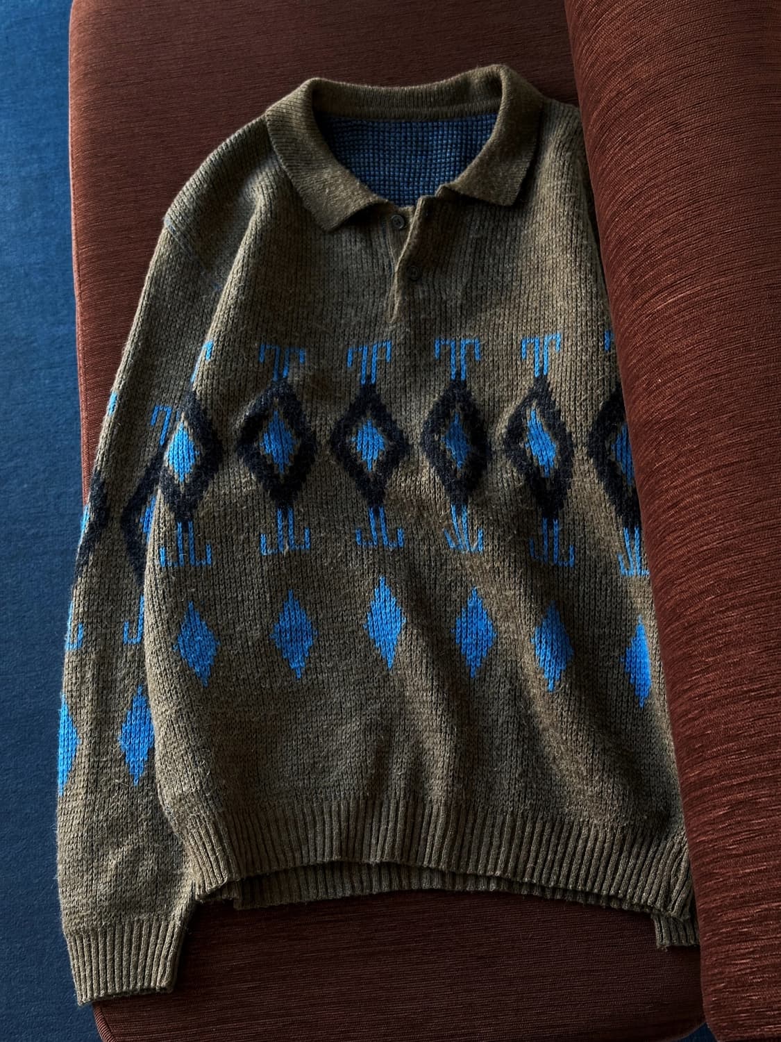 90's middle gauge loose knit polo 상품이미지2