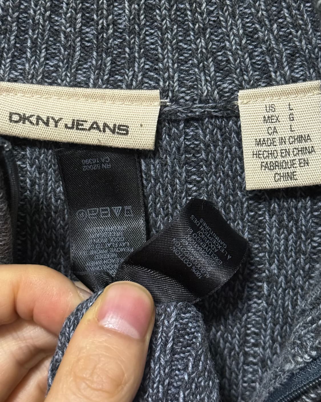 DKNY 도나카란 하늘색 보카시 반집업 긴팔 골지 니트 L 100 펑크 상품이미지8