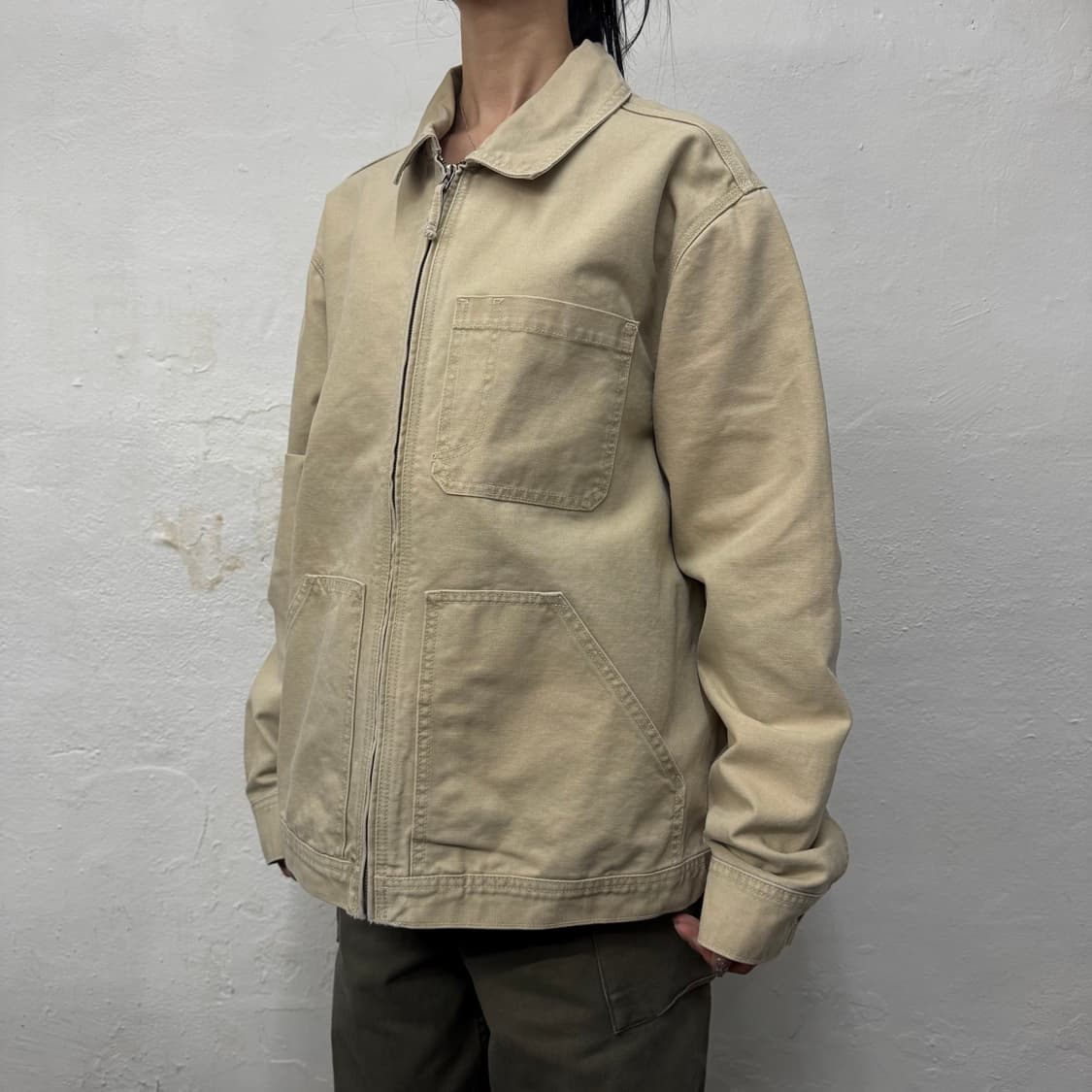 리바이스(Levi's) 아이보리컬러 코튼 캔버스 집업 워크 자켓 상품이미지1