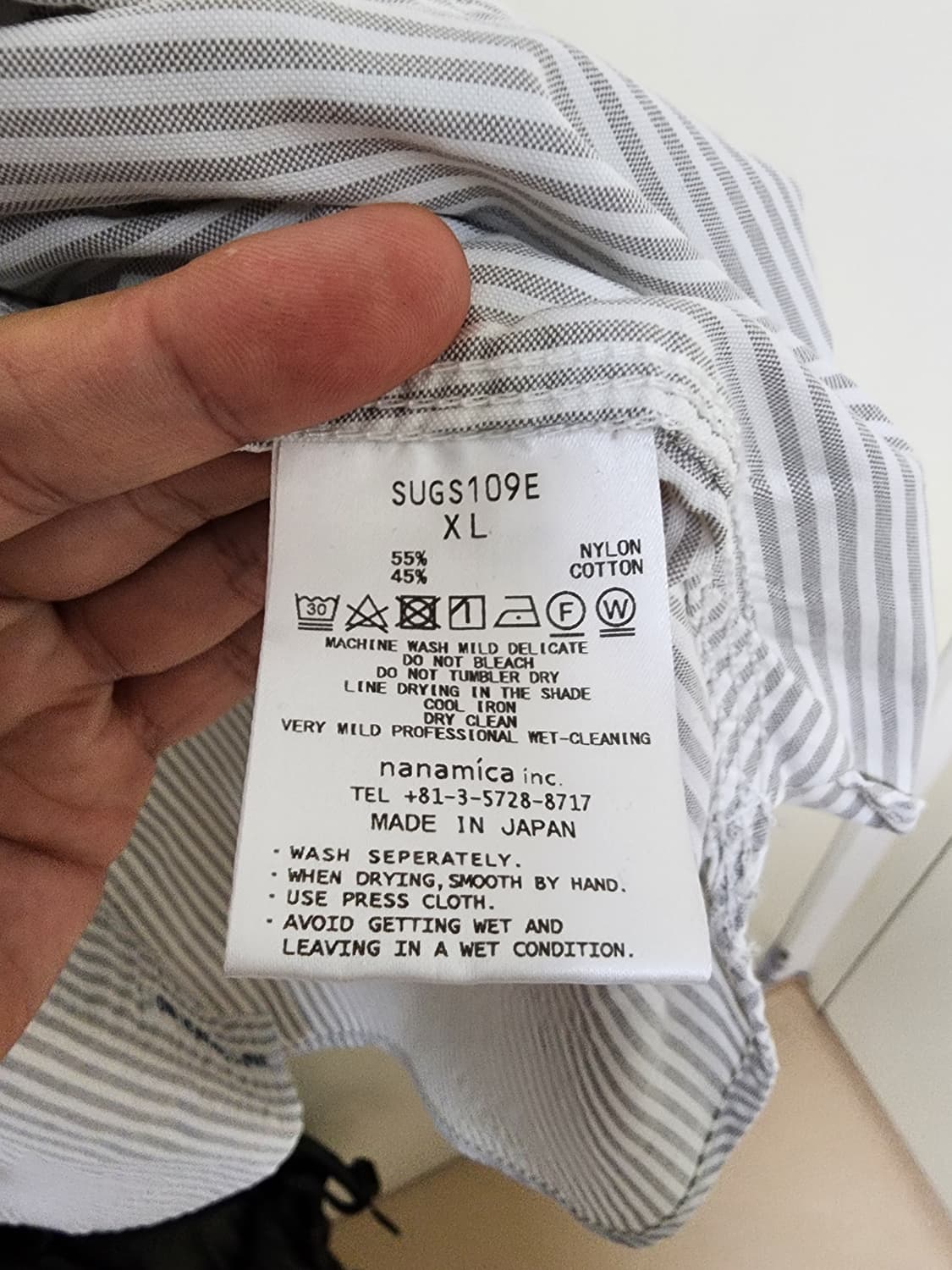 나나미카 버튼 다운 윈드 셔츠 스트라이프 그레이 XL 상품이미지6
