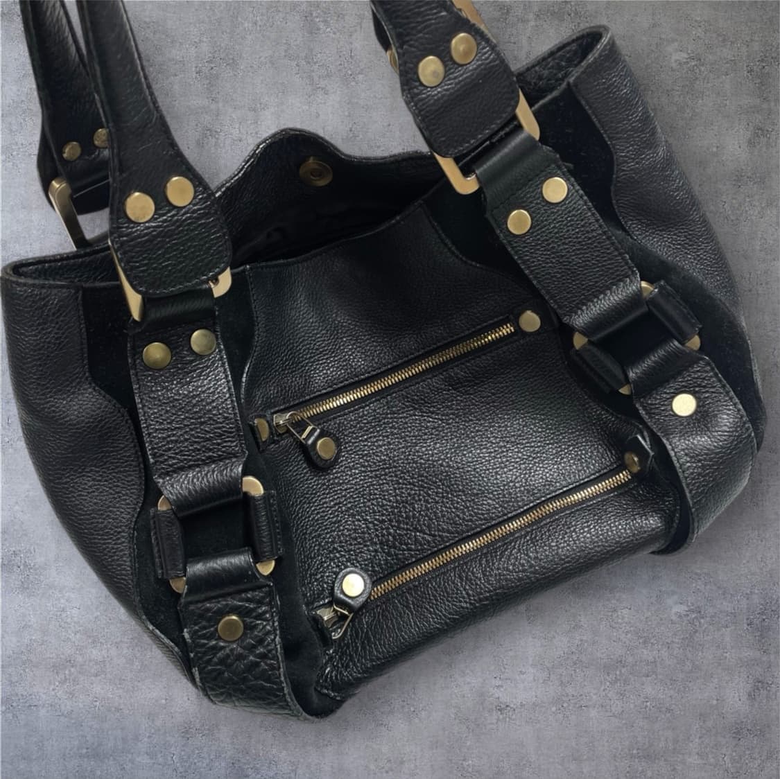 잇미샤 it MICHAA 블랙 빈티지 레더 토트백 상품이미지2