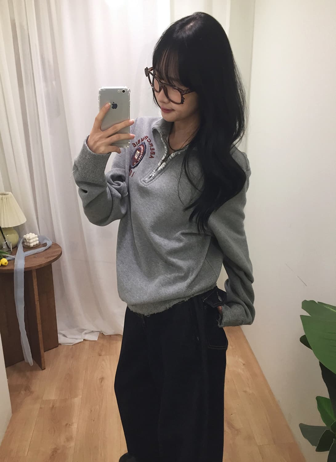 여성 아베크롬비 카라 반집업 맨투맨 100 상품이미지4