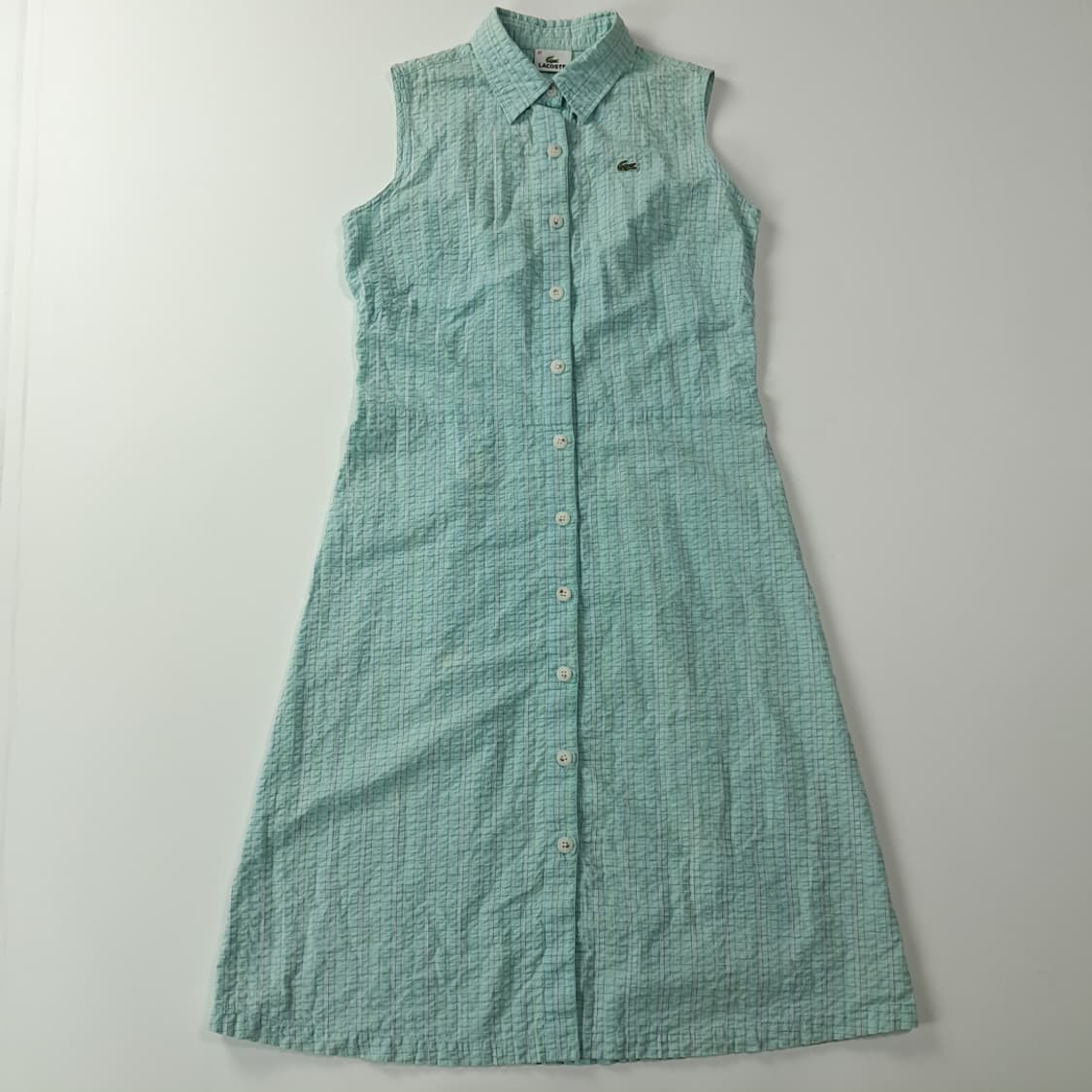 CK366 L 라코스테 90s 일본판 시어서커 민소매 칼라 원피스 상품이미지1