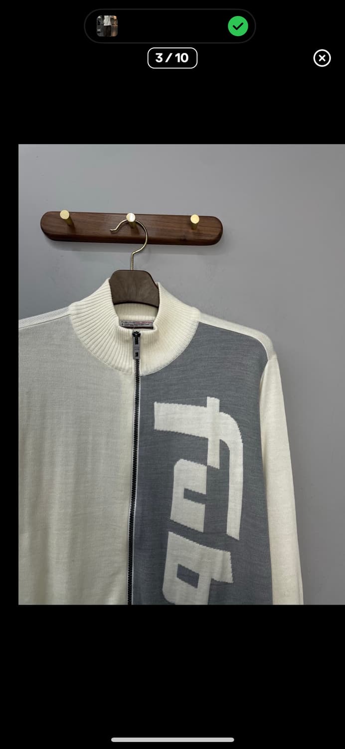 후부 90s 배색 아이보리 니트집업 A2463 상품이미지3