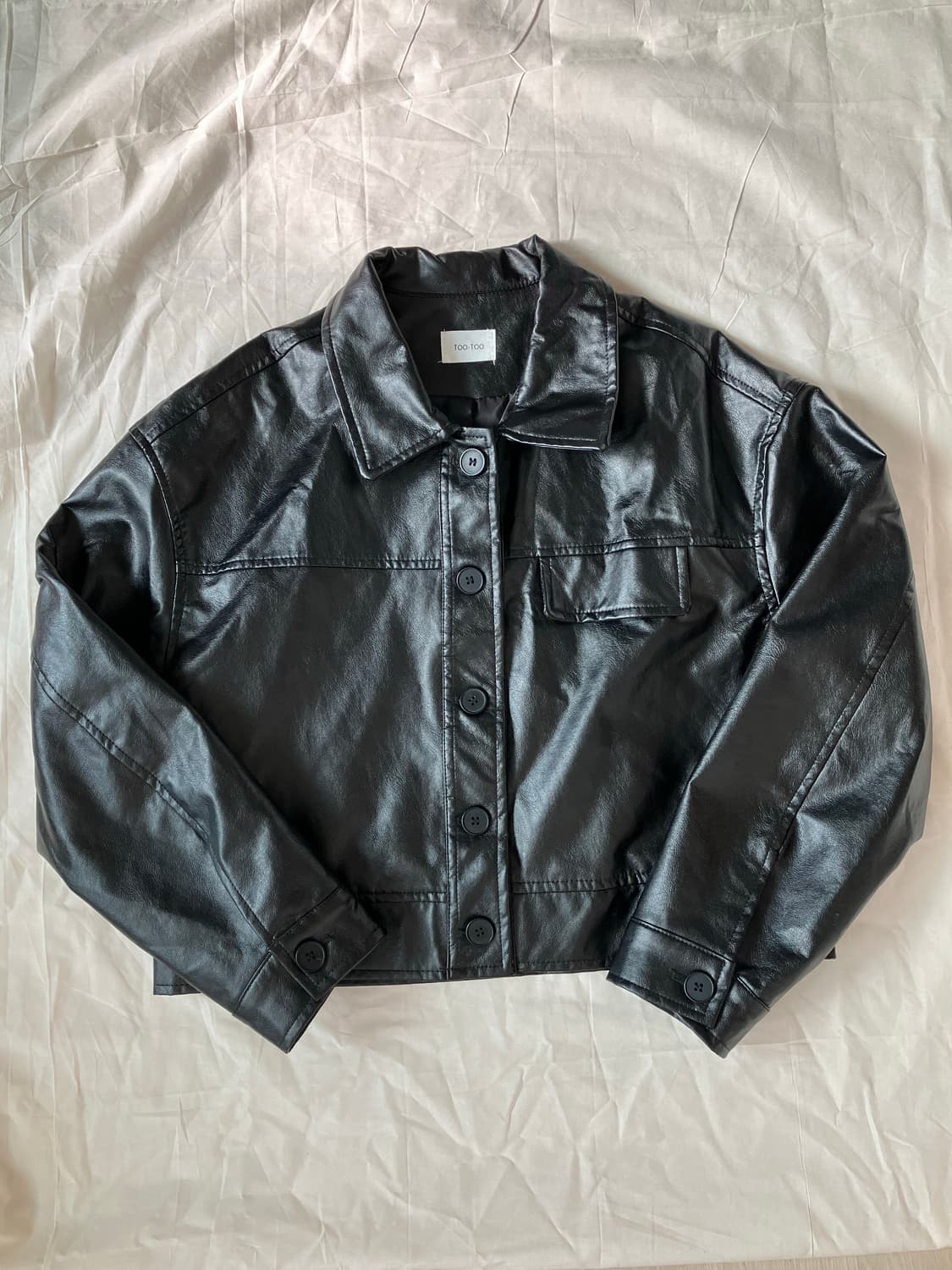 블랙 인조가죽자켓 상품이미지1