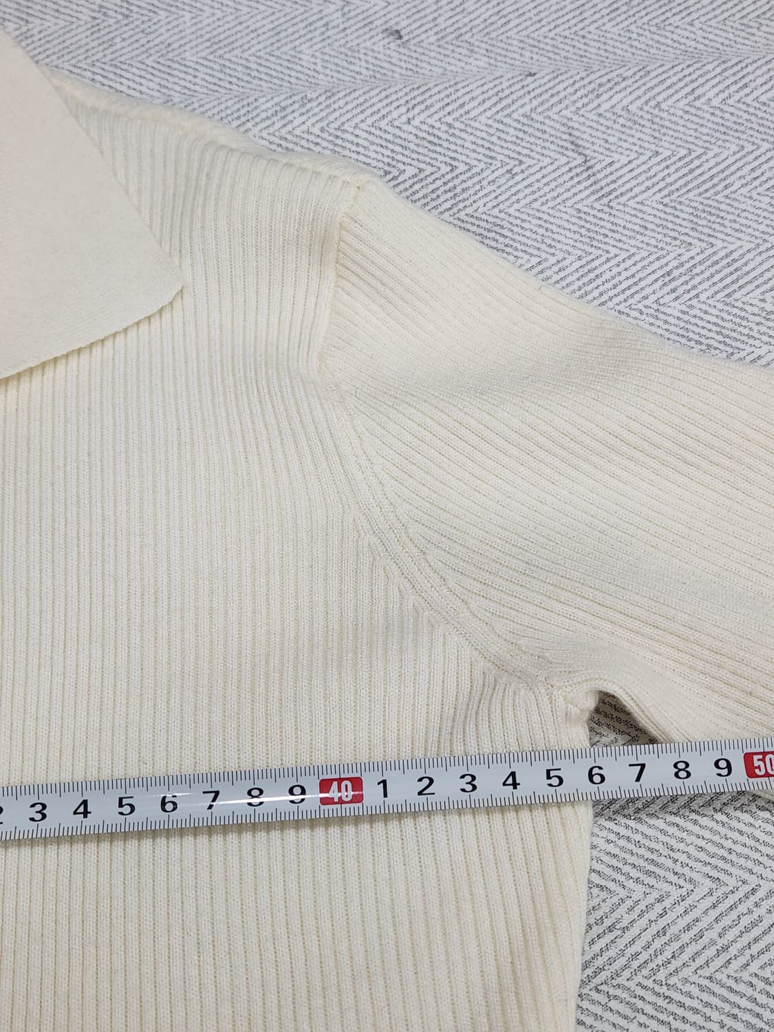 [F] 원더먼트 아이보리 카라넥 니트 가디건 상품이미지5