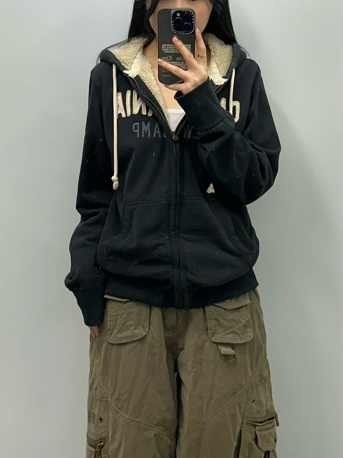 후아유 y2k 와투케 양털 기모 후드집업 상품이미지1