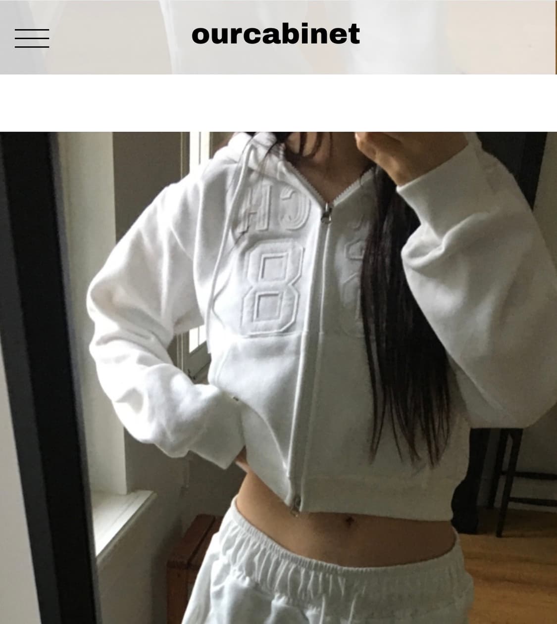 아워캐비넷 제로 후드집업 화이트 (하자 o) 상품이미지1