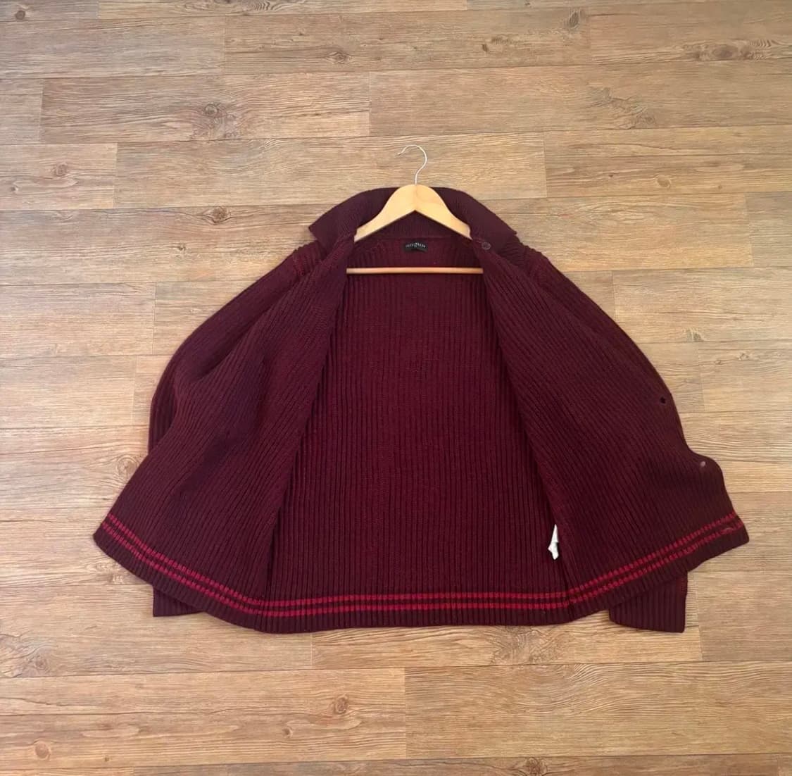 인터메조 캐주얼 더블 니트 가디건 100 버건디 볼륨 상품이미지9