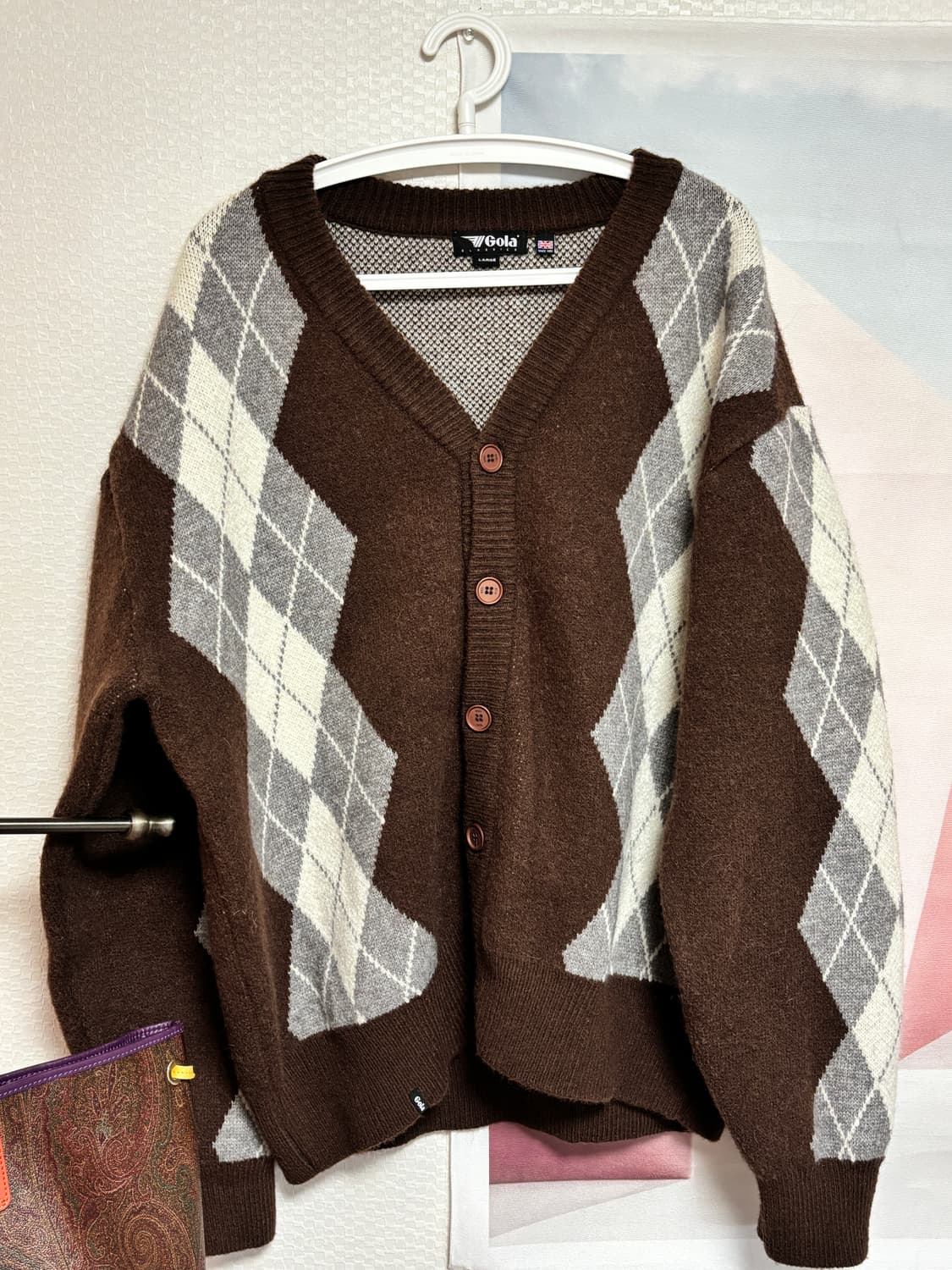 Gola 아가일 니트 가디건 OLL 상품이미지7