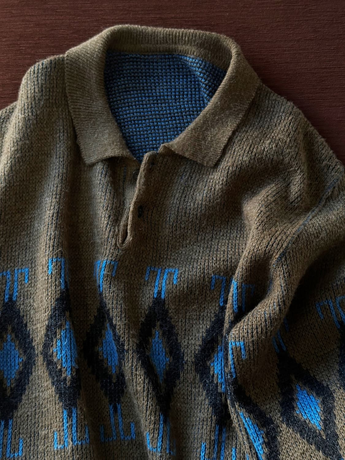 90's middle gauge loose knit polo 상품이미지5