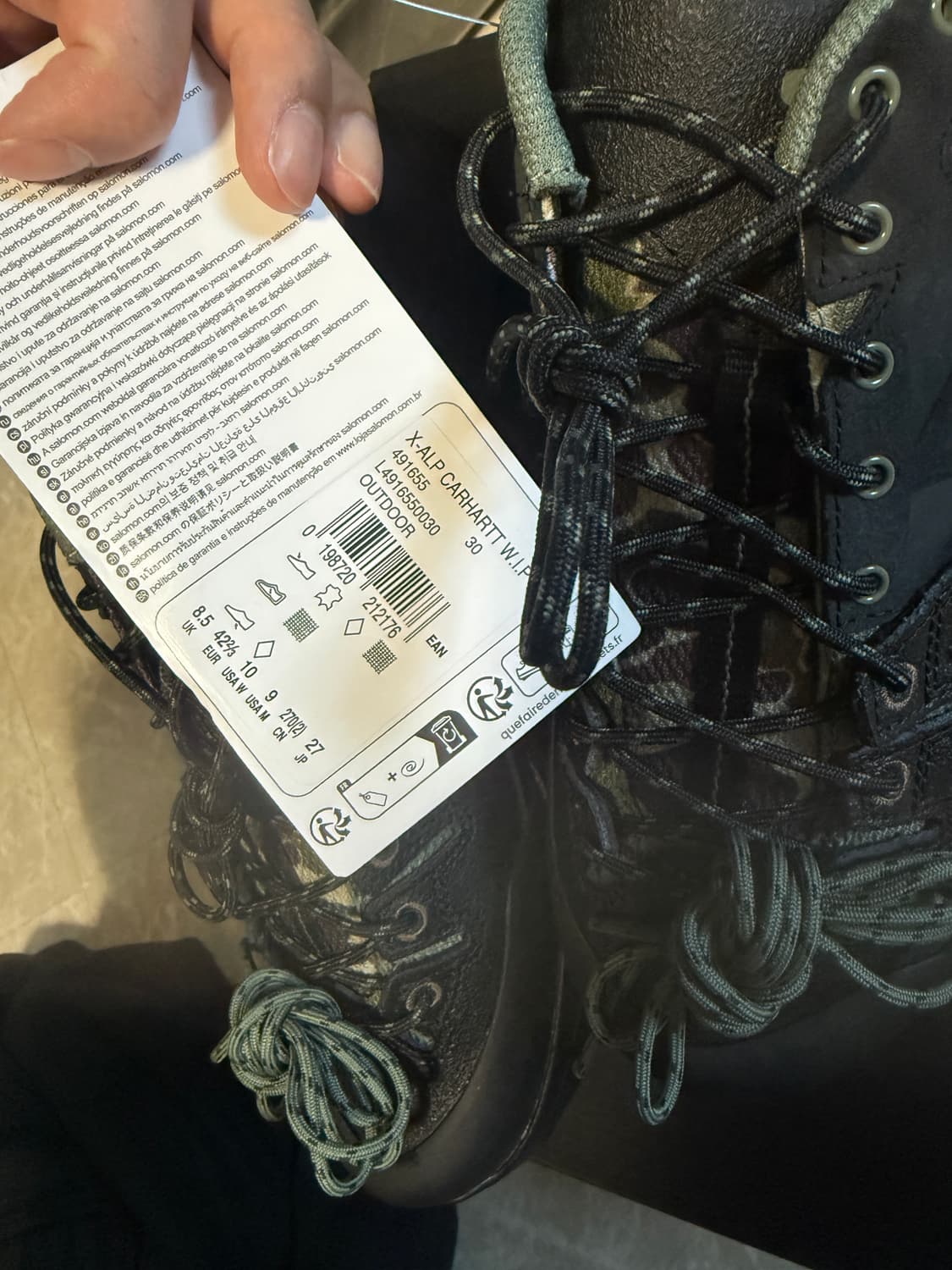 270사이즈 살로몬 칼하트WIP X-Alp 블랙 상품이미지2