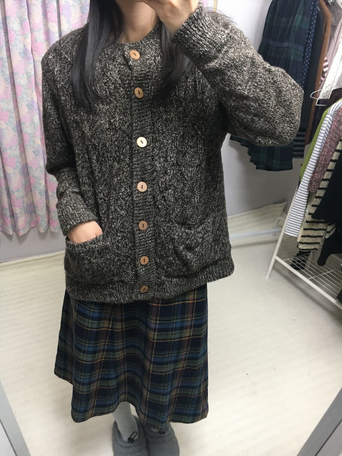 브라운 보카시 니트 가디건 상품이미지3