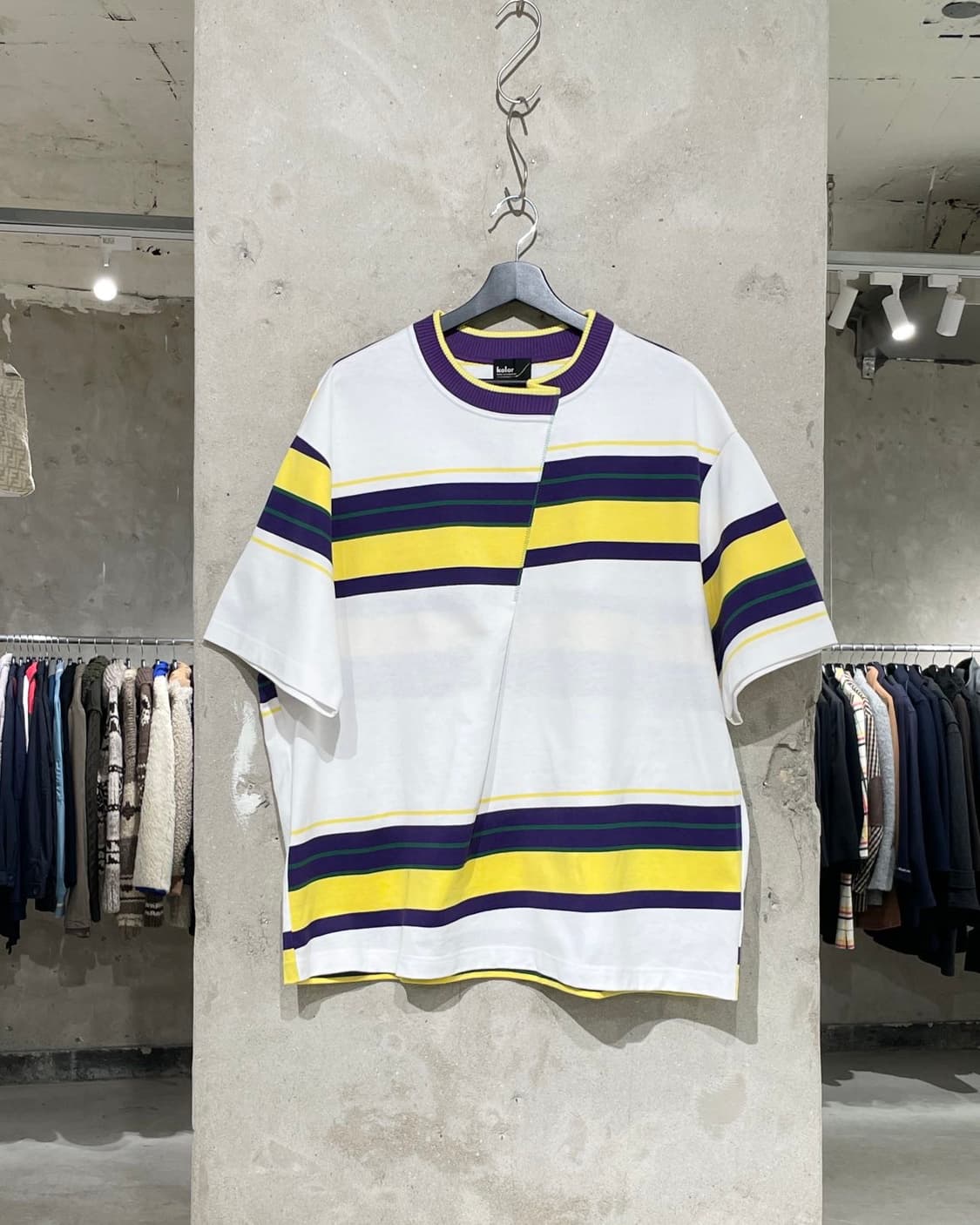 컬러 23S/S 화이트 애이시머트리 스트라이프 하프티 상품이미지1